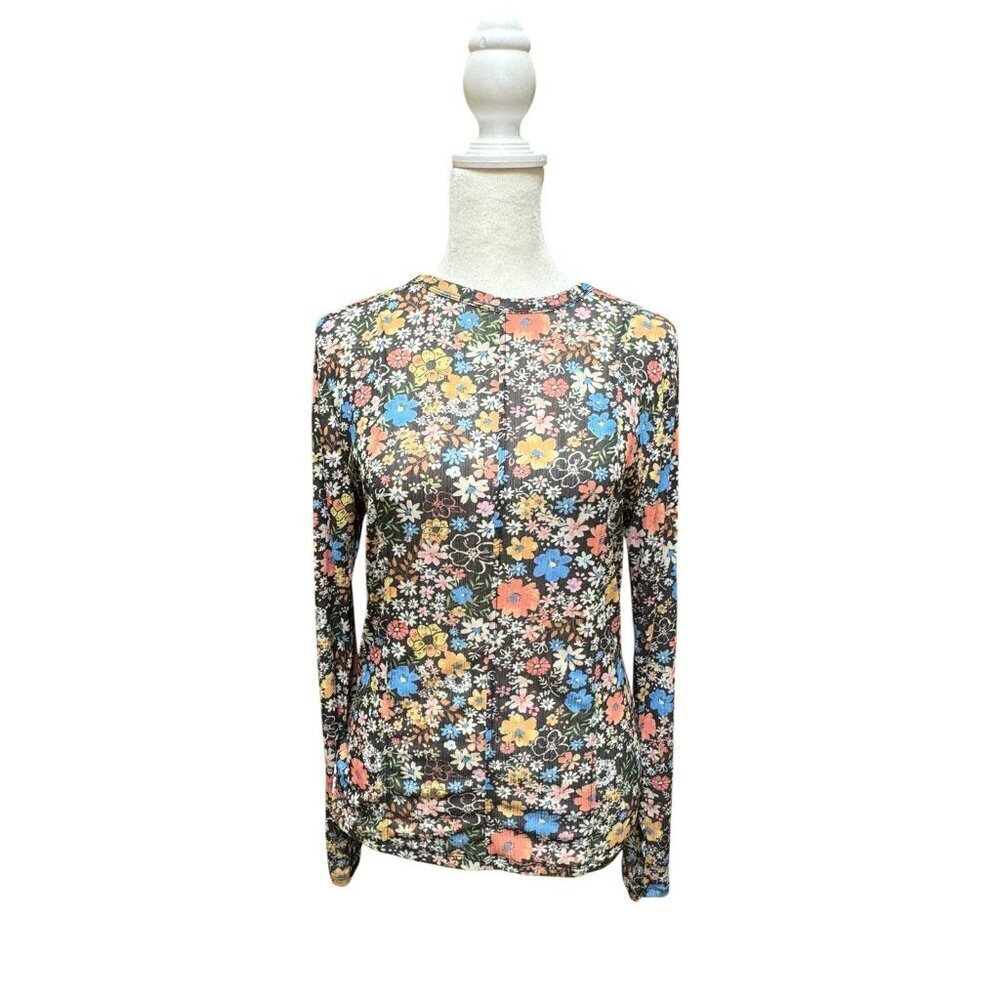Topshop floral stretch fitted top in size US 10.